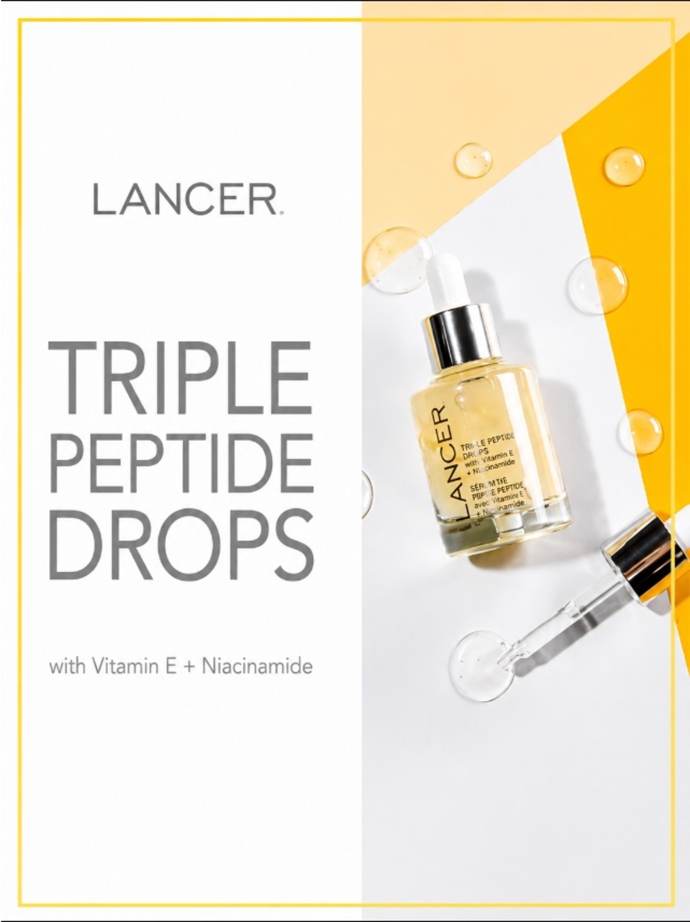 NEW! Lancer Skincare Triple Peptide Drops Vitamin E Daily Anti-Aging Face Serum